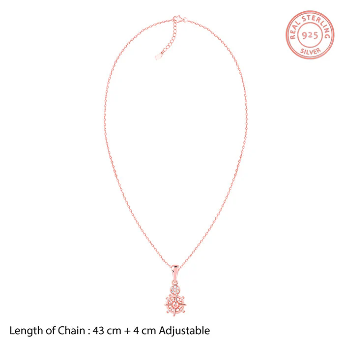 Rose Gold Radiant Wheel Pendant With Link Chain - Image 6