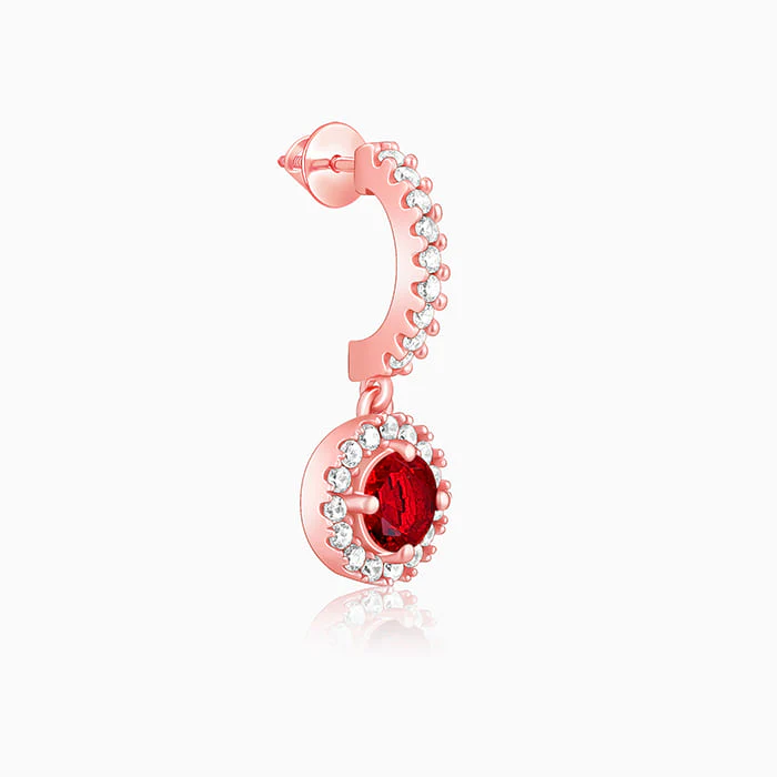 Rose Gold Red Drizzle Drop Earrings - Image 4