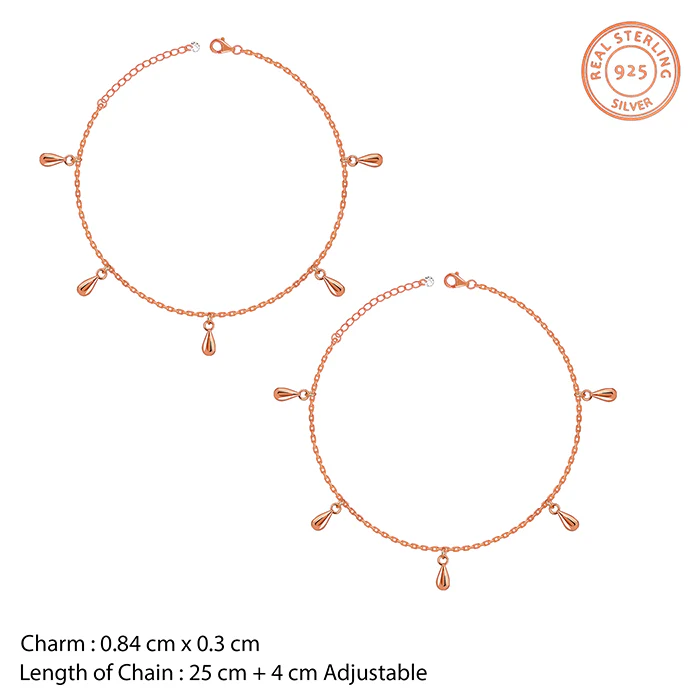 Rose Gold Rice Bead Anklet - Image 4