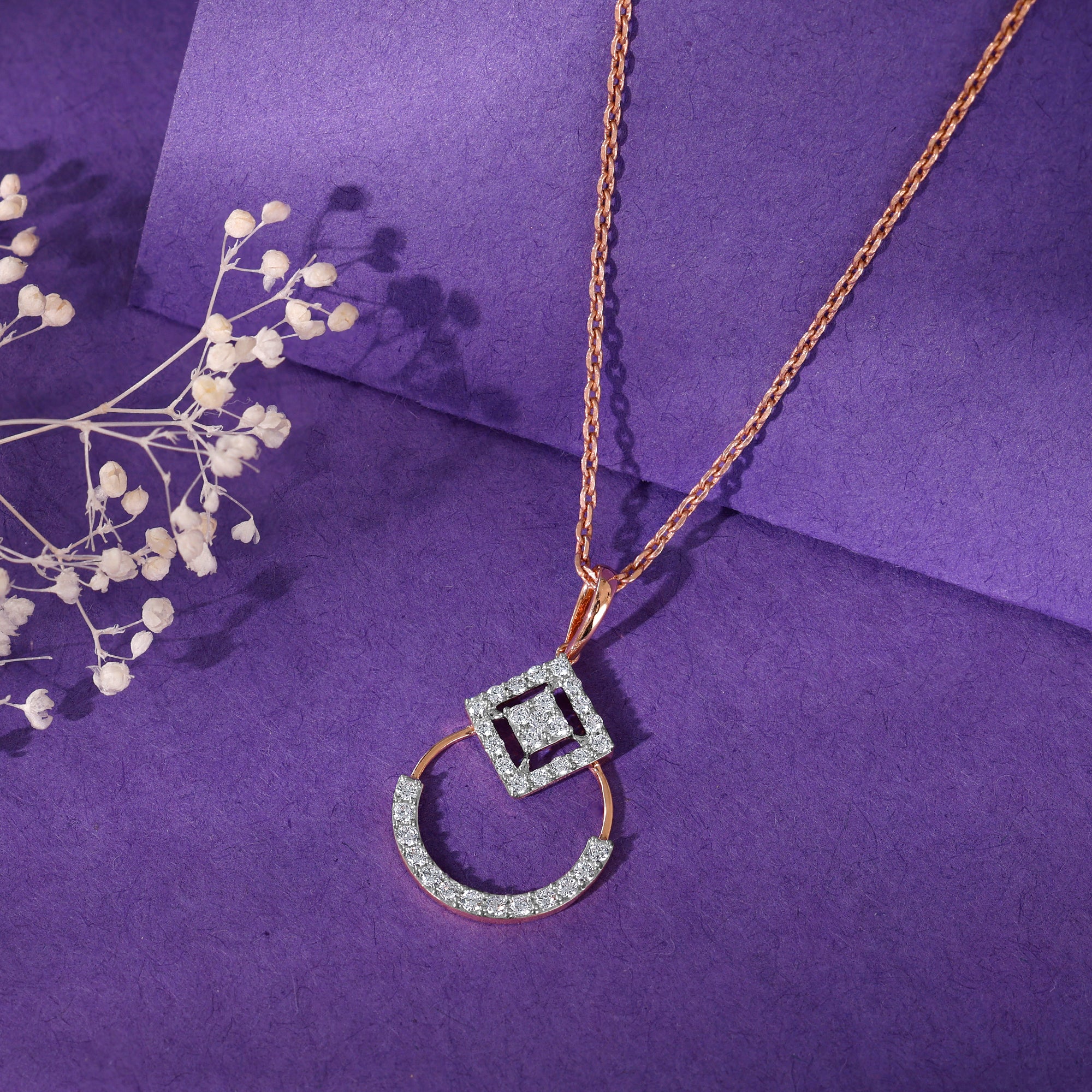 Rose Gold Rolling In Sparkle Lab Grown Diamond Pendant - Image 2