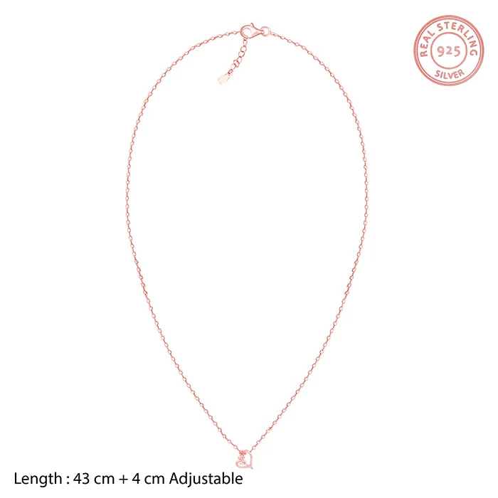 Rose Gold Rose In Heart Pendant with Link Chain - Image 6