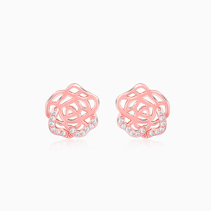 Rose Gold Rosette Filigree Earrings