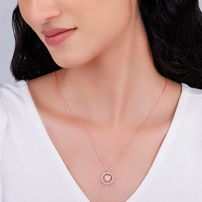 Rose Gold Rotatable You Complete Me Pendant With Link Chain - Image 5