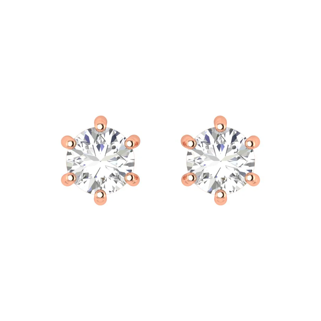 Rose Gold Round Solitaire Diamond Studs - Image 2