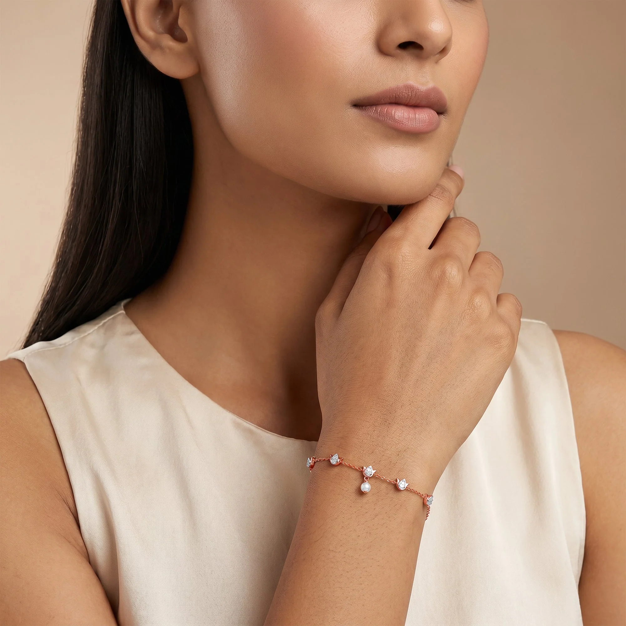 Rose Gold Seren Lotus Lab Grown Diamond Bracelet - Image 3