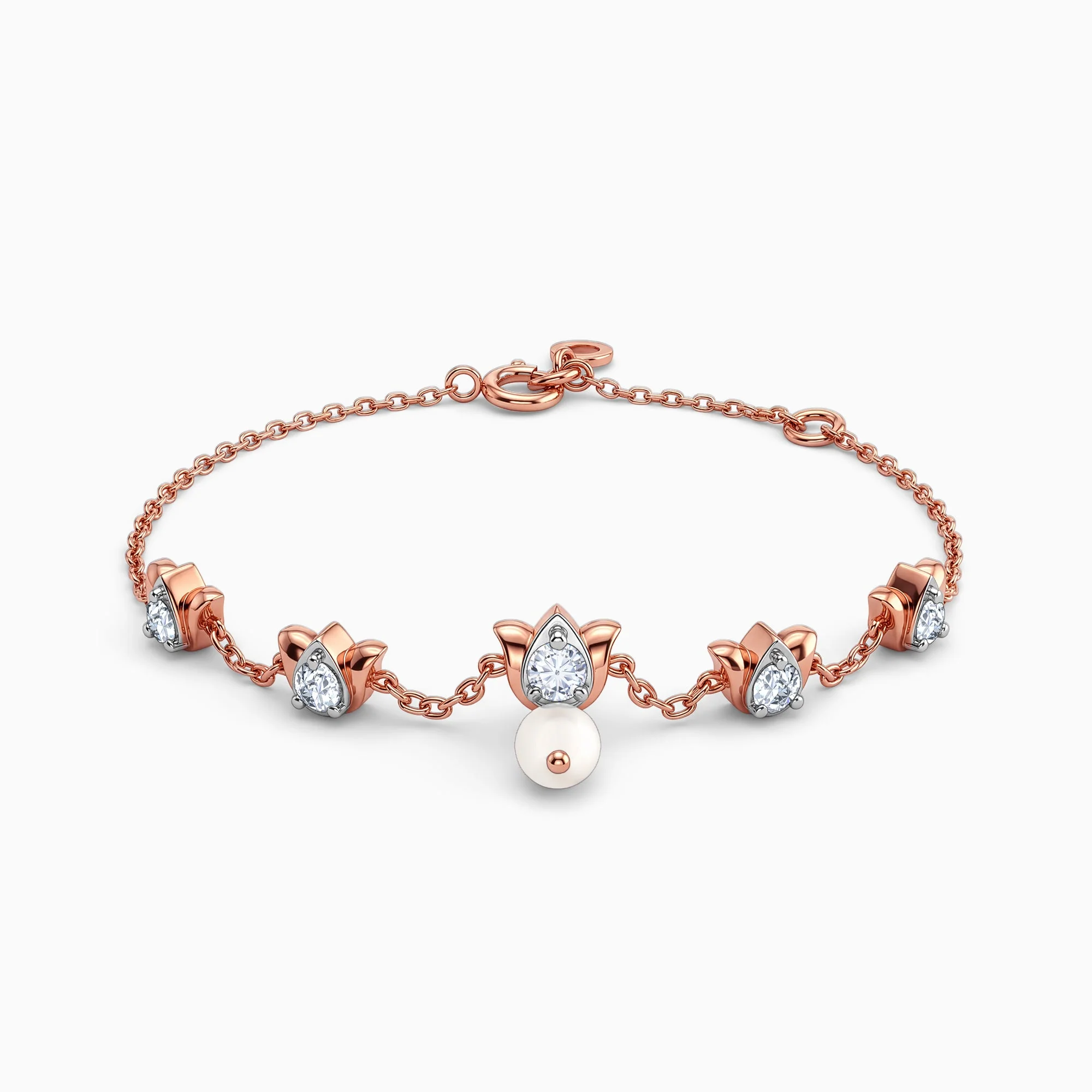 Rose Gold Seren Lotus Lab Grown Diamond Bracelet - Image 4