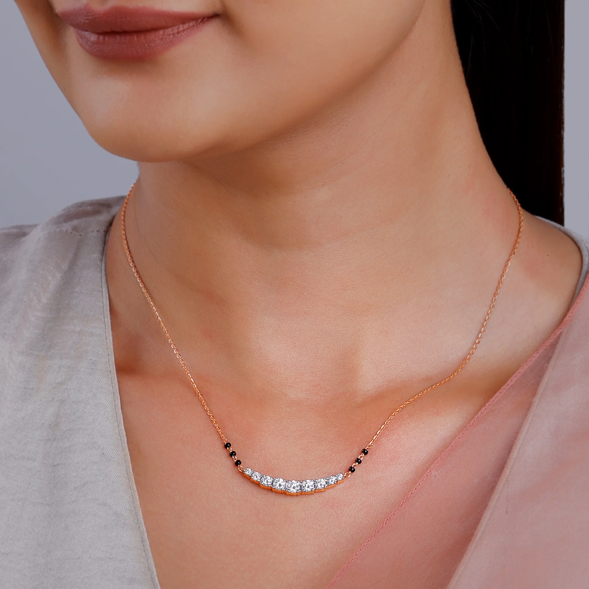 Rose Gold Shilpa Lab Grown Diamond Mangalsutra - Image 3