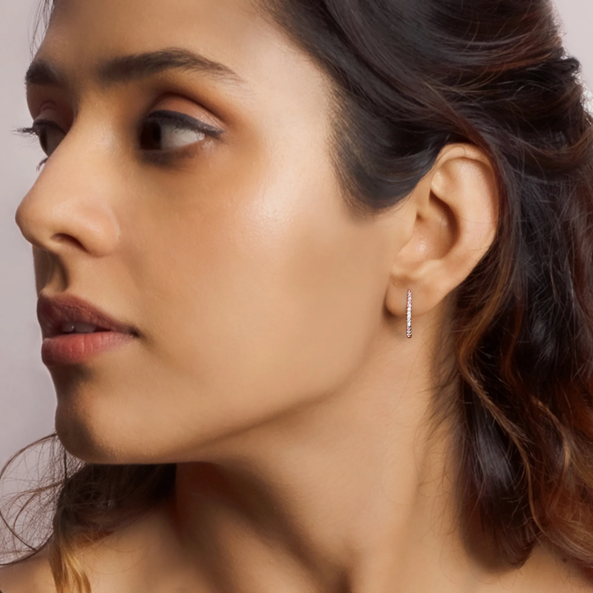 Rose Gold Shining Hoop Earrings - Image 3