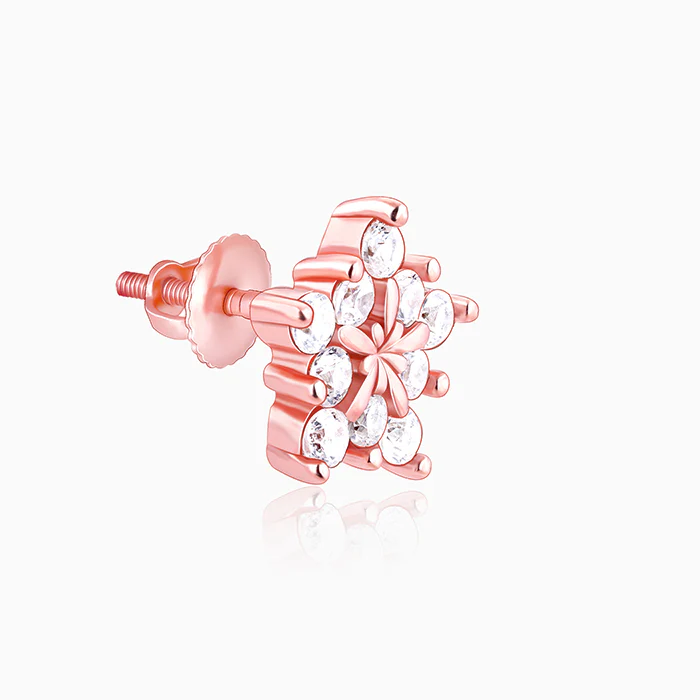 Rose Gold Shining Star Stud Earrings - Image 4