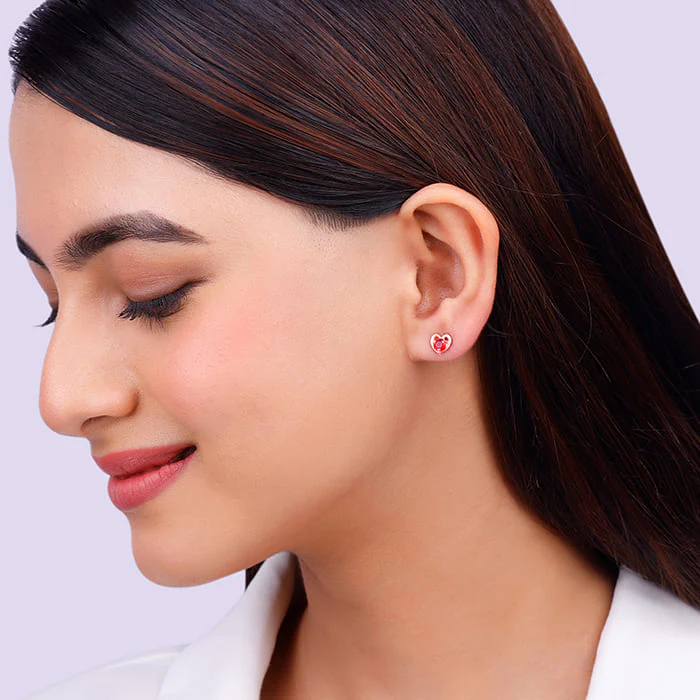 Rose Gold Cute Love Studs - Image 3