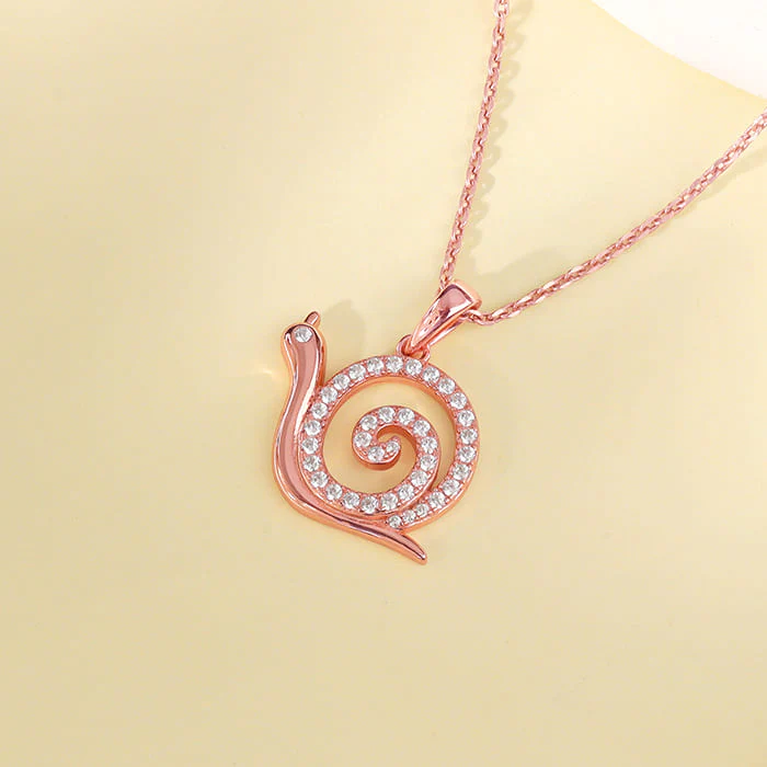 Rose Gold Snail Pendant With Link Chain - Image 2