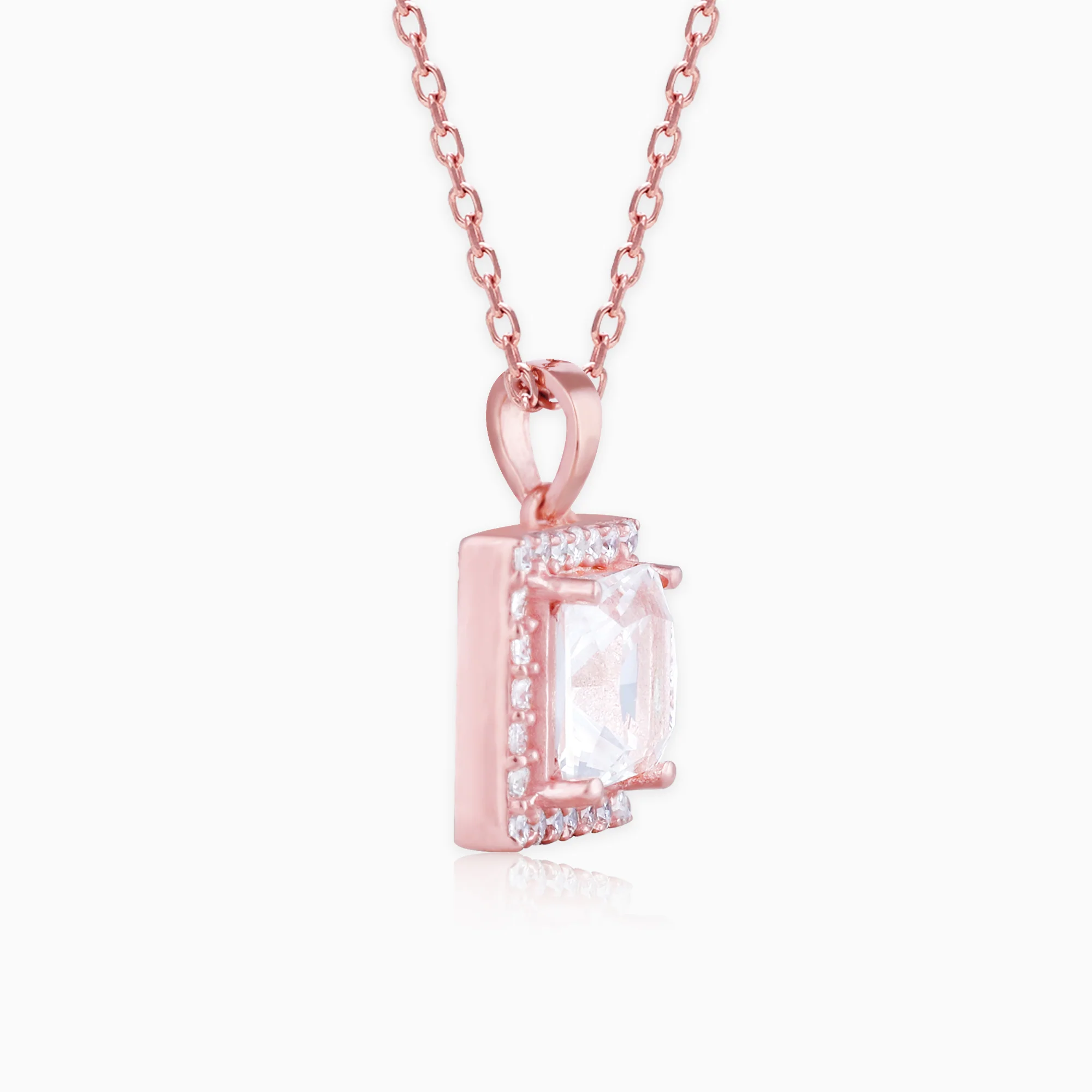 Rose Gold Snow White Pendant With Link Chain - Image 3