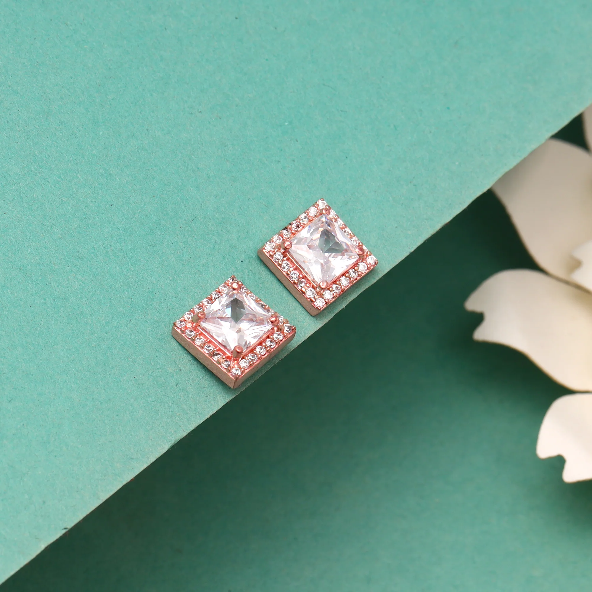 Rose Gold Snow White Studs - Image 2