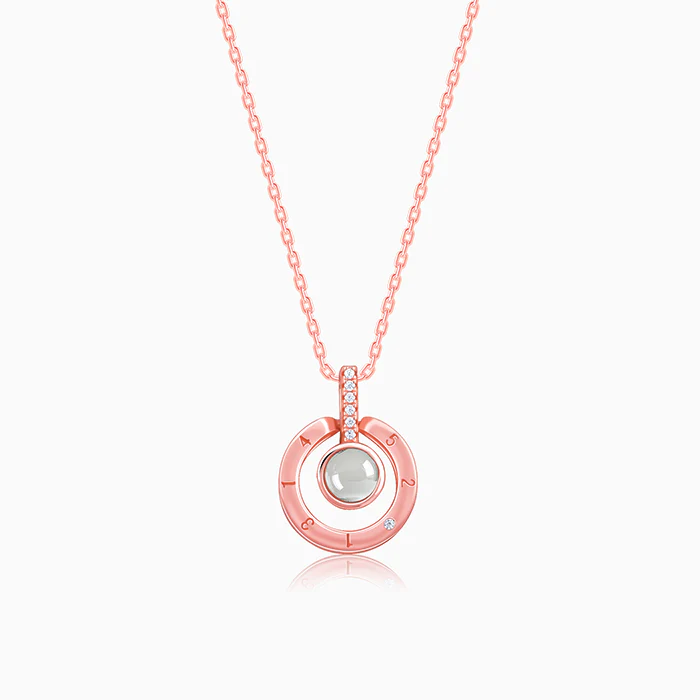 Rose Gold A 100 I Love You Pendant With Link Chain - Image 2