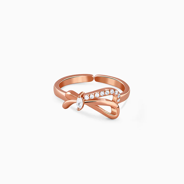 Rose Gold Sparkling Knotted Ring (Size 11)
