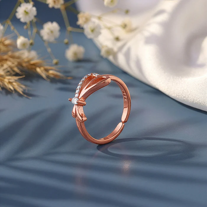 Rose Gold Sparkling Knotted Ring (Size 11) - Image 2