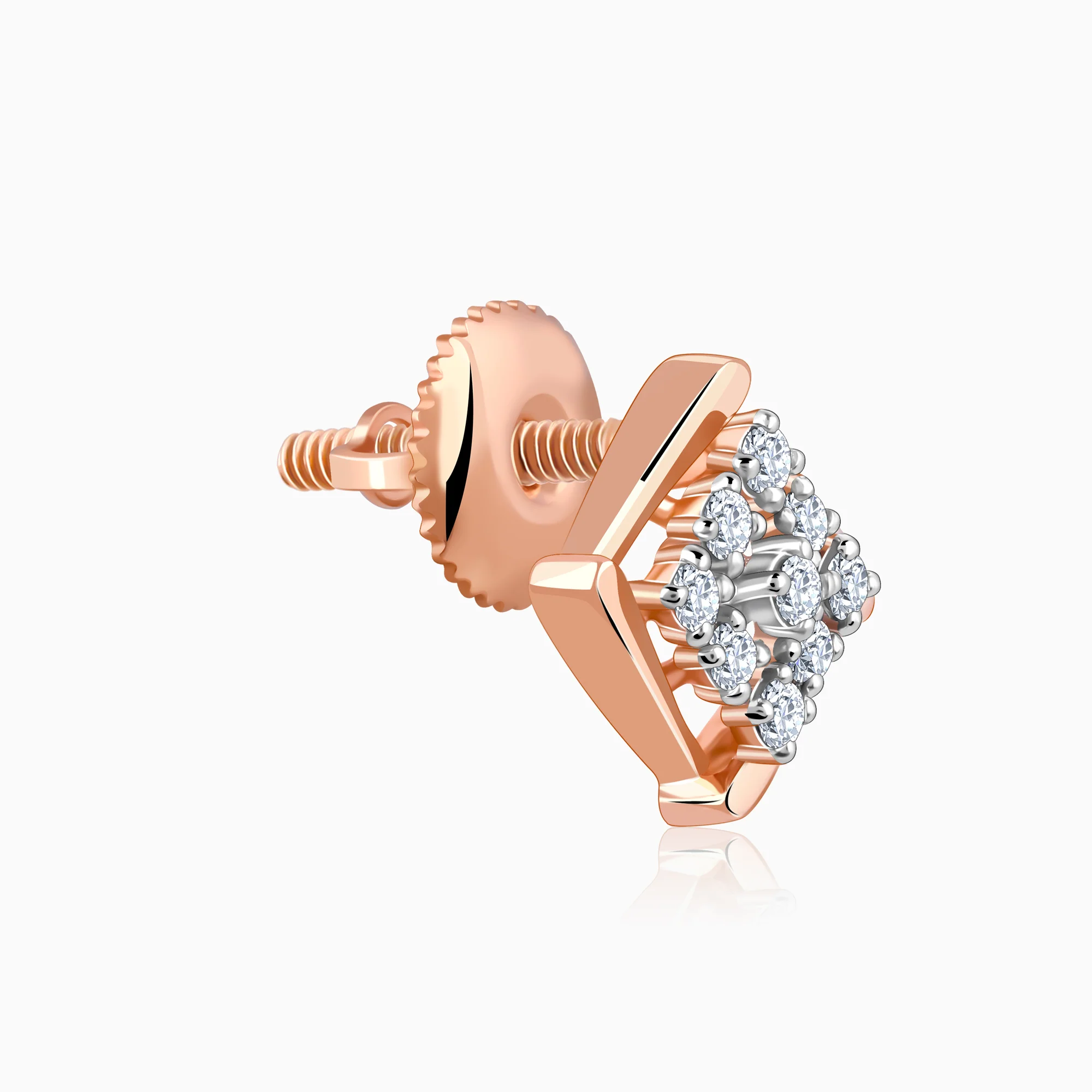 Rose Gold Sparkling Square Lab Grown Diamond Earrings - Image 4