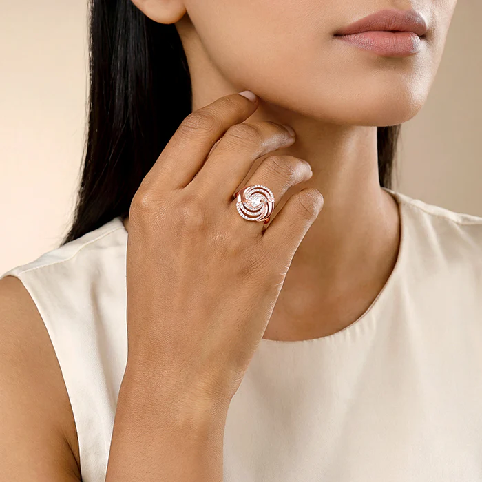 Rose Gold Spiral Sparkle Ring (Size 12) - Image 3