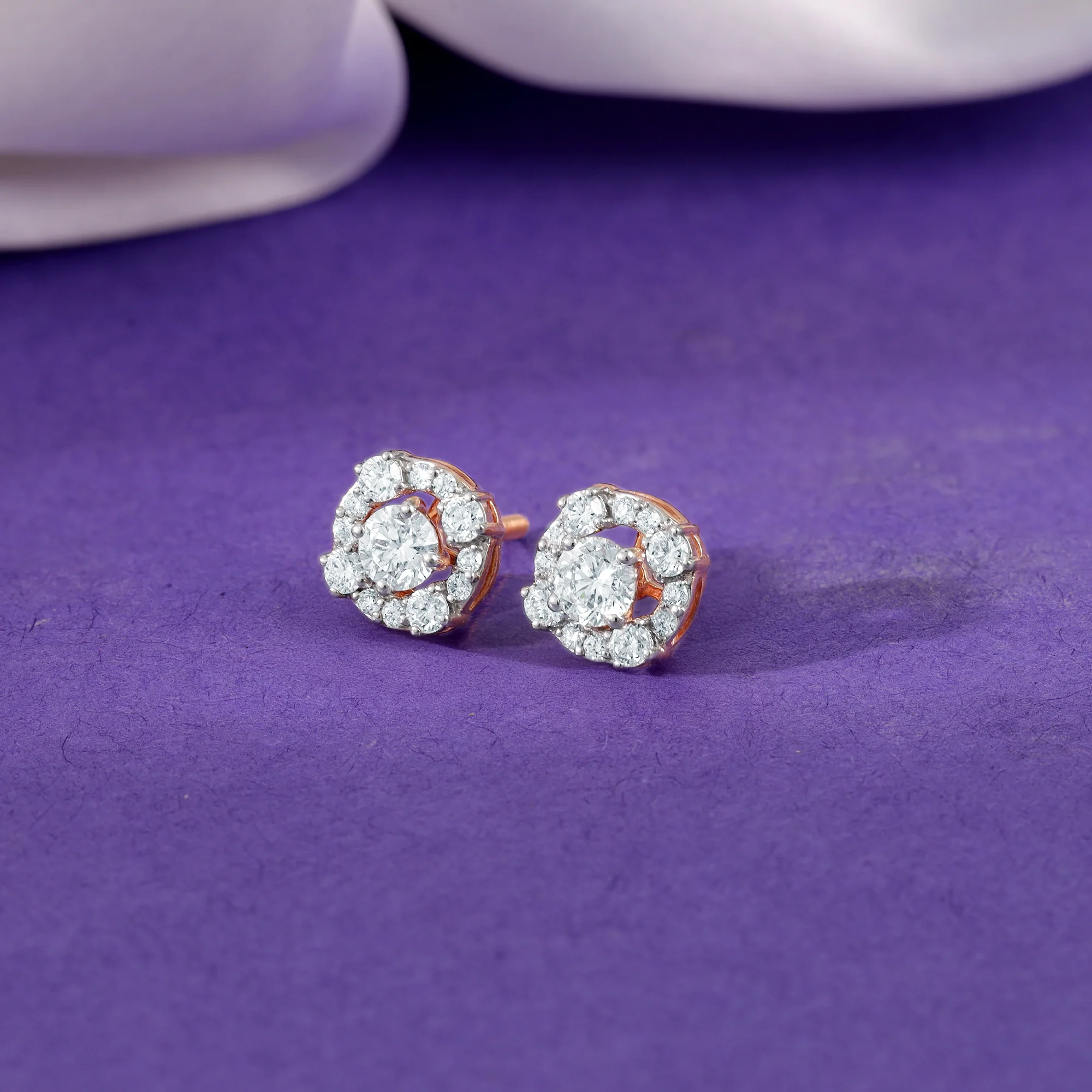 Rose Gold Spring Halo Lab Grown Diamond Earrings - Image 5
