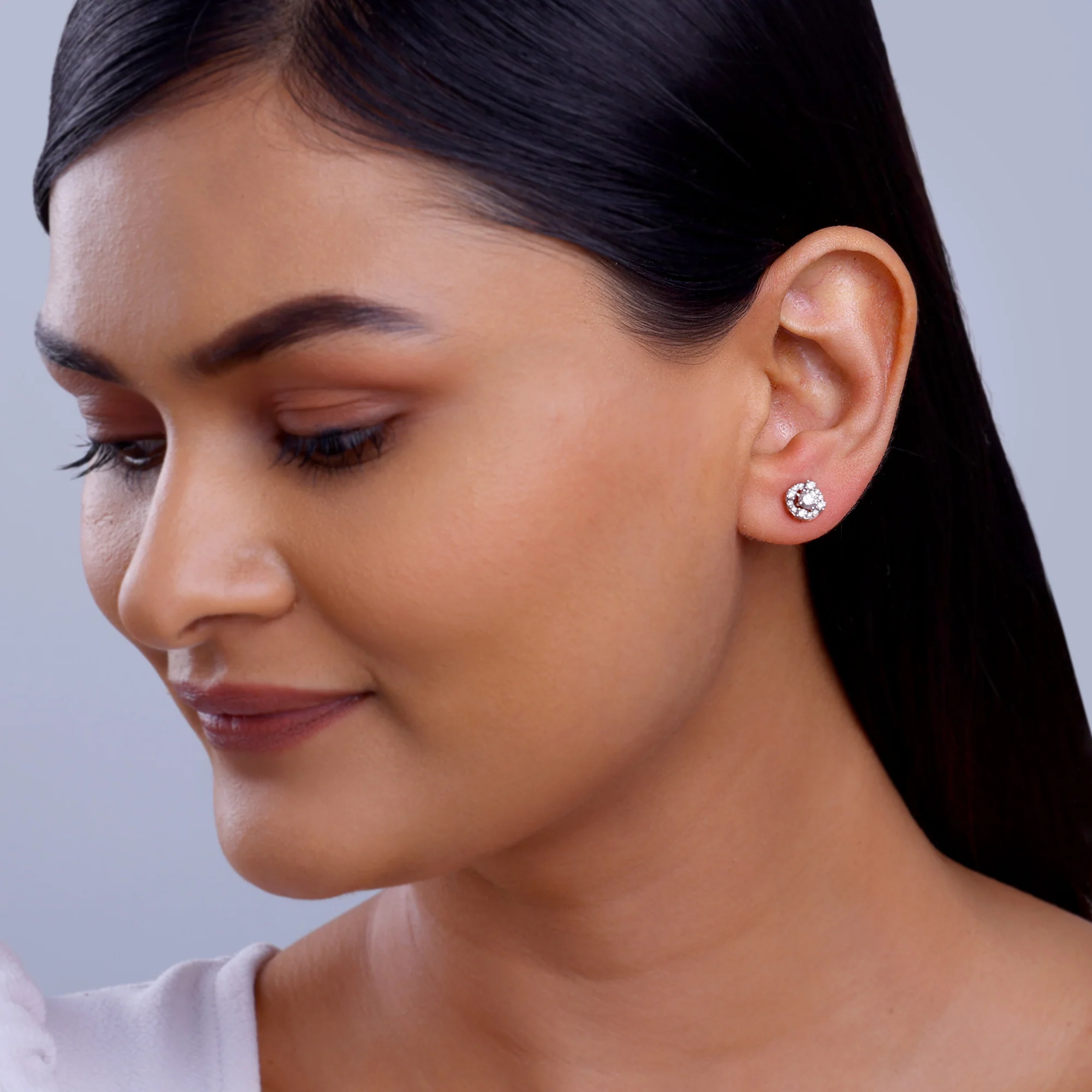 Rose Gold Spring Halo Lab Grown Diamond Earrings - Image 7