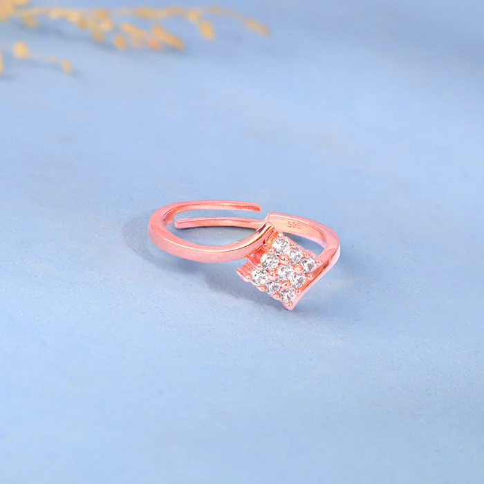 Rose Gold Square Cluster Ring - Image 2
