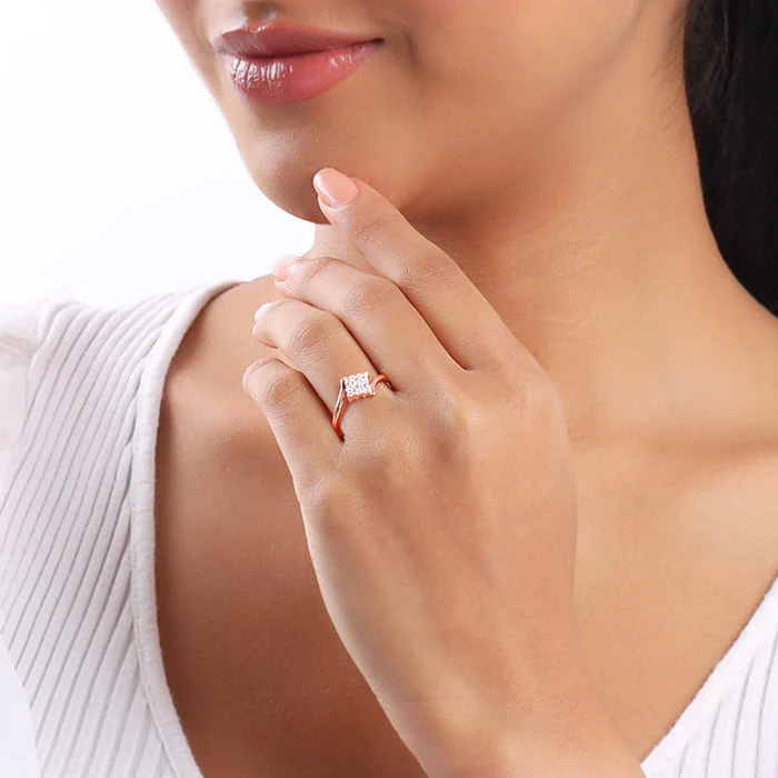 Rose Gold Square Cluster Ring - Image 3