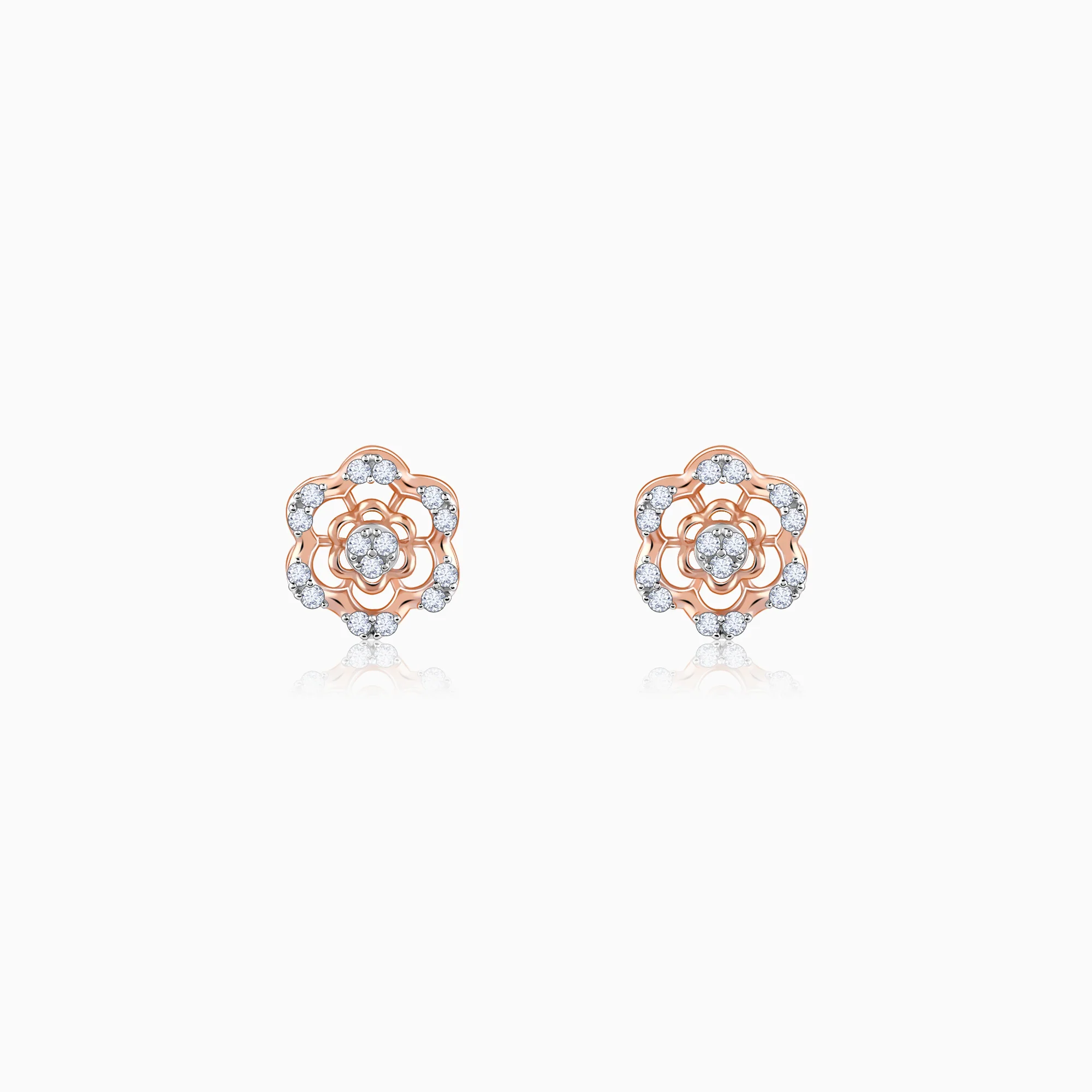 Rose Gold Stately Diamond Earrings