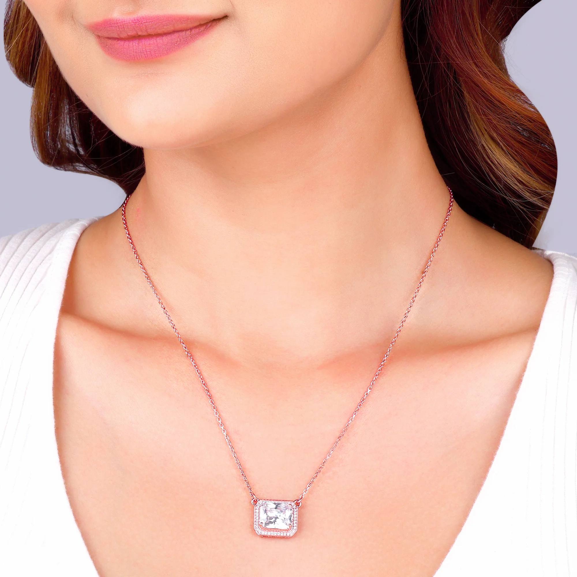 Rose Gold Studded Baguette  Necklace - Image 3