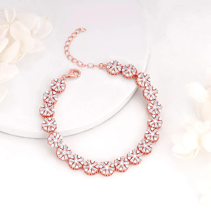Anushka Sharma Rose Gold Studded Flower Bracelet - Image 2