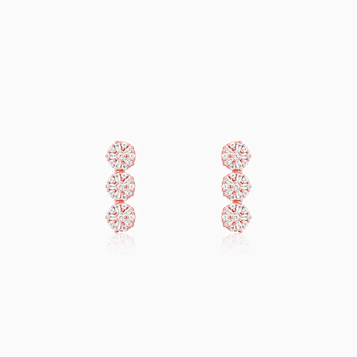 Rose Gold Studded Flower Earrings