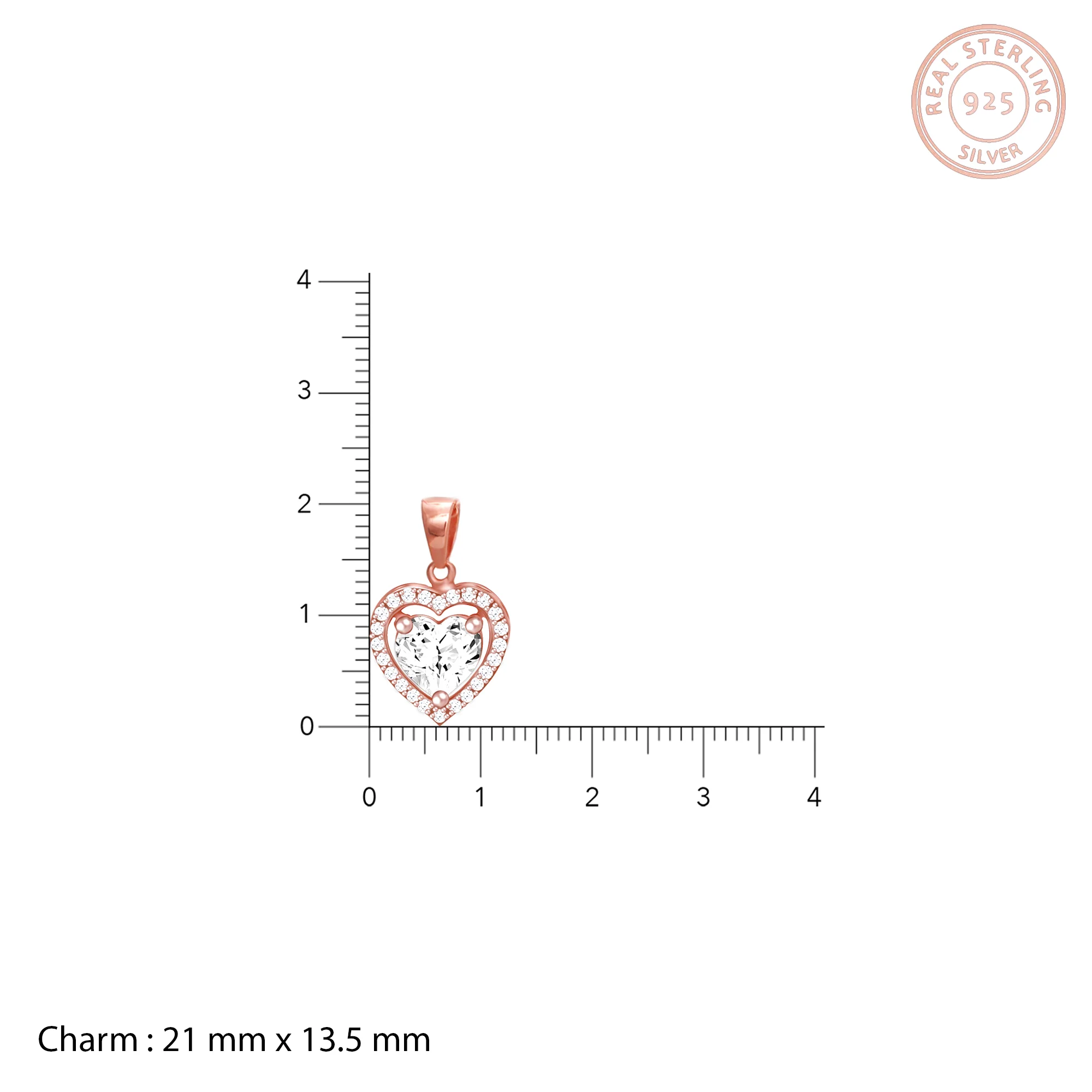 Rose Gold Studded Heart Pendant - Image 4