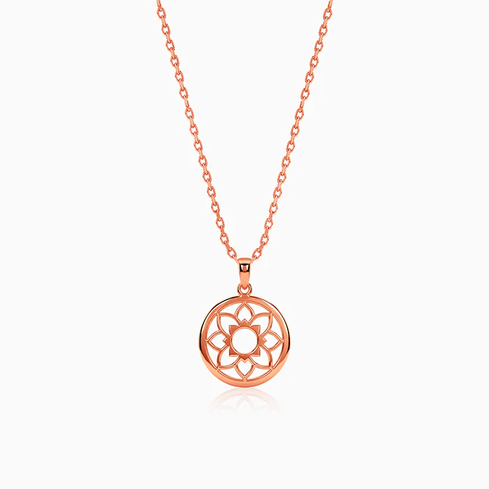 Rose gold Sunpetal Filigree Pendant With Link Chain