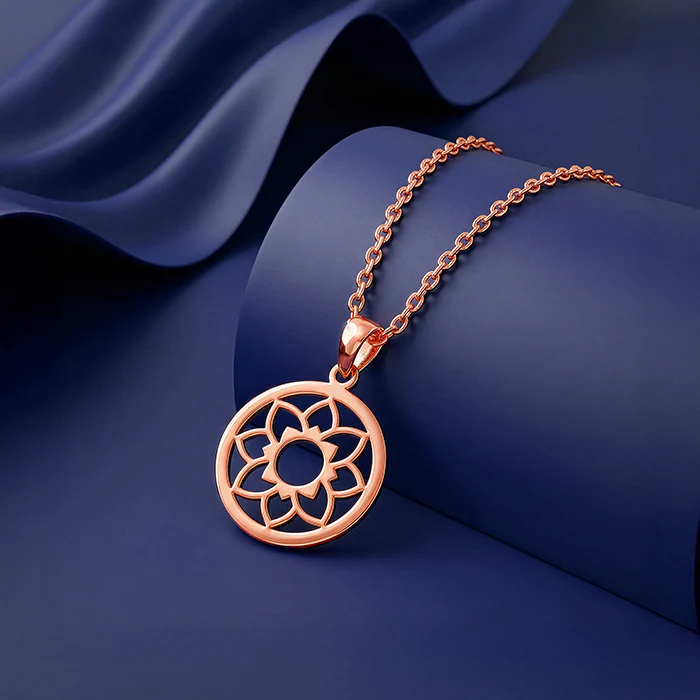 Rose gold Sunpetal Filigree Pendant With Link Chain - Image 2