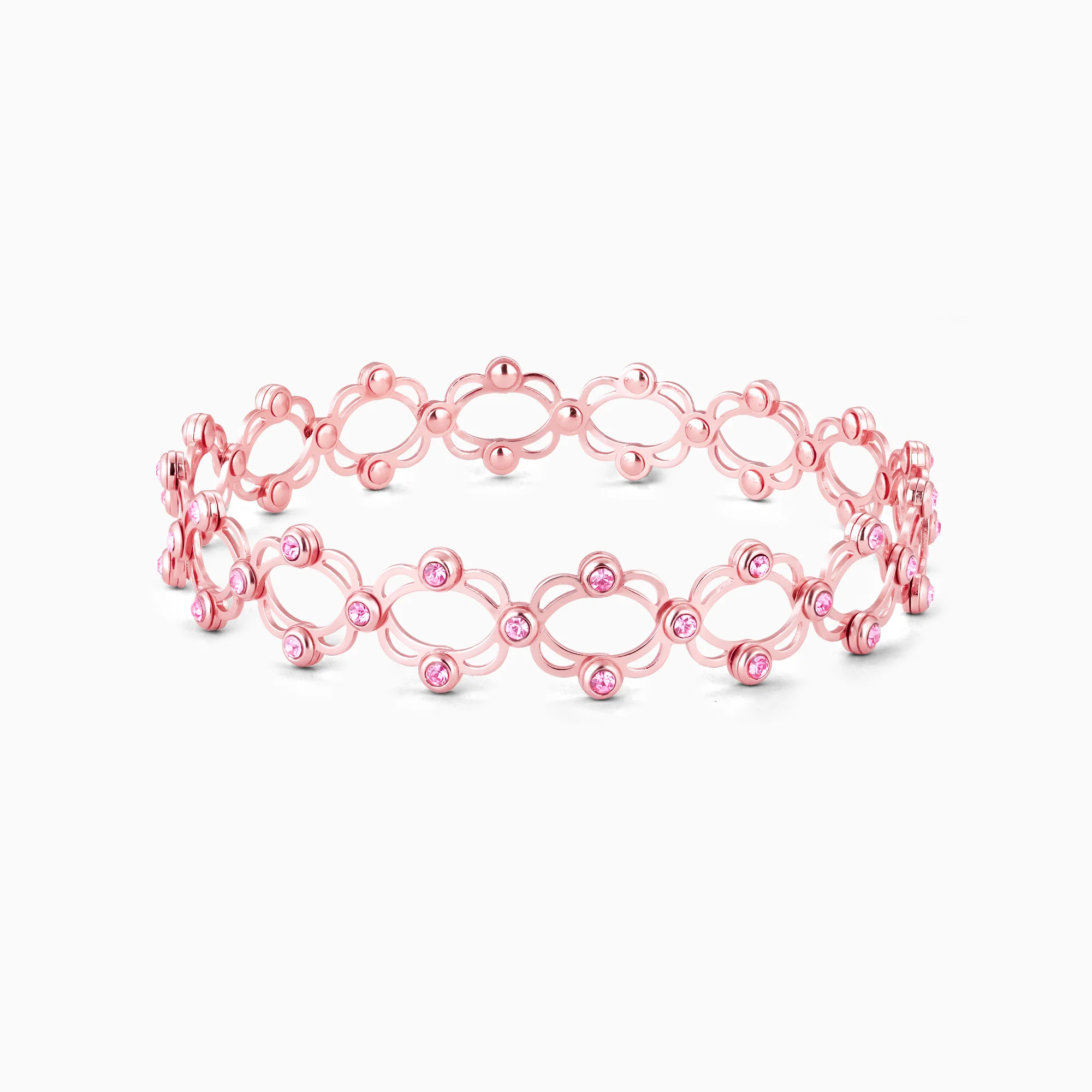 Rose Gold Supple Bracelet with Royal Pink Stones - Image 3
