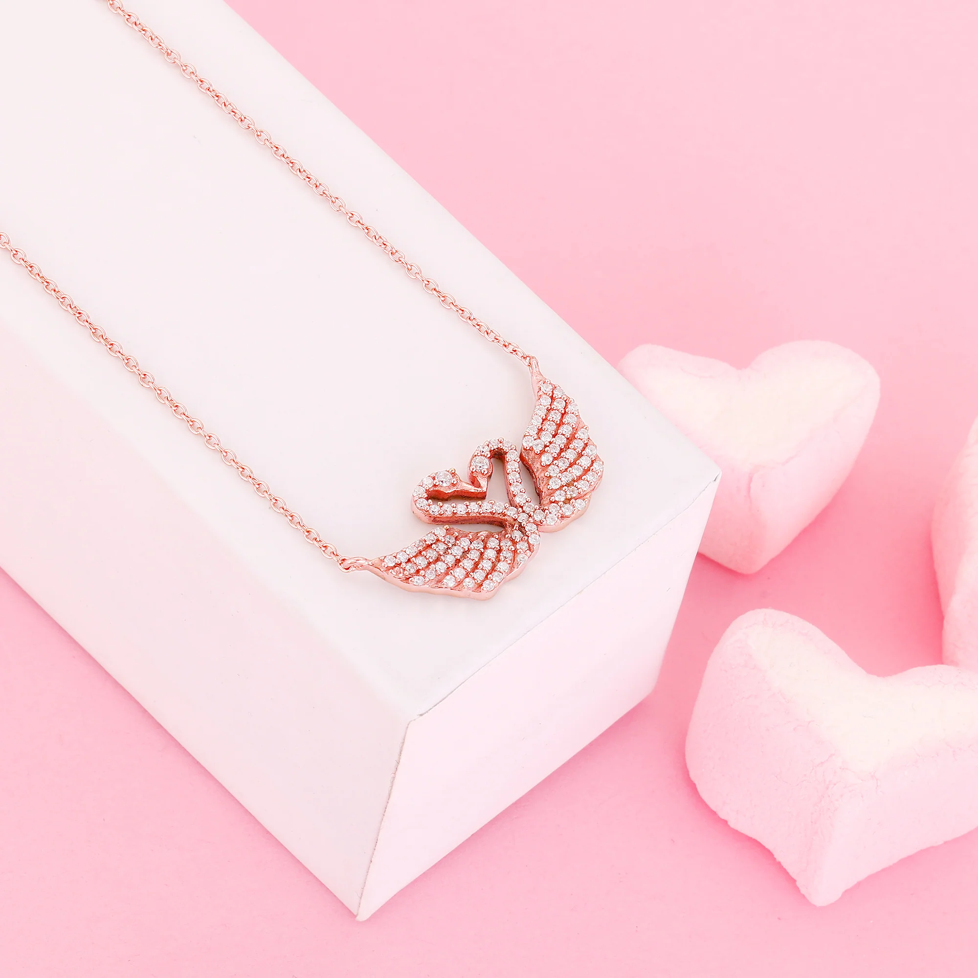 Rose Gold Swan Love Necklace - Image 2