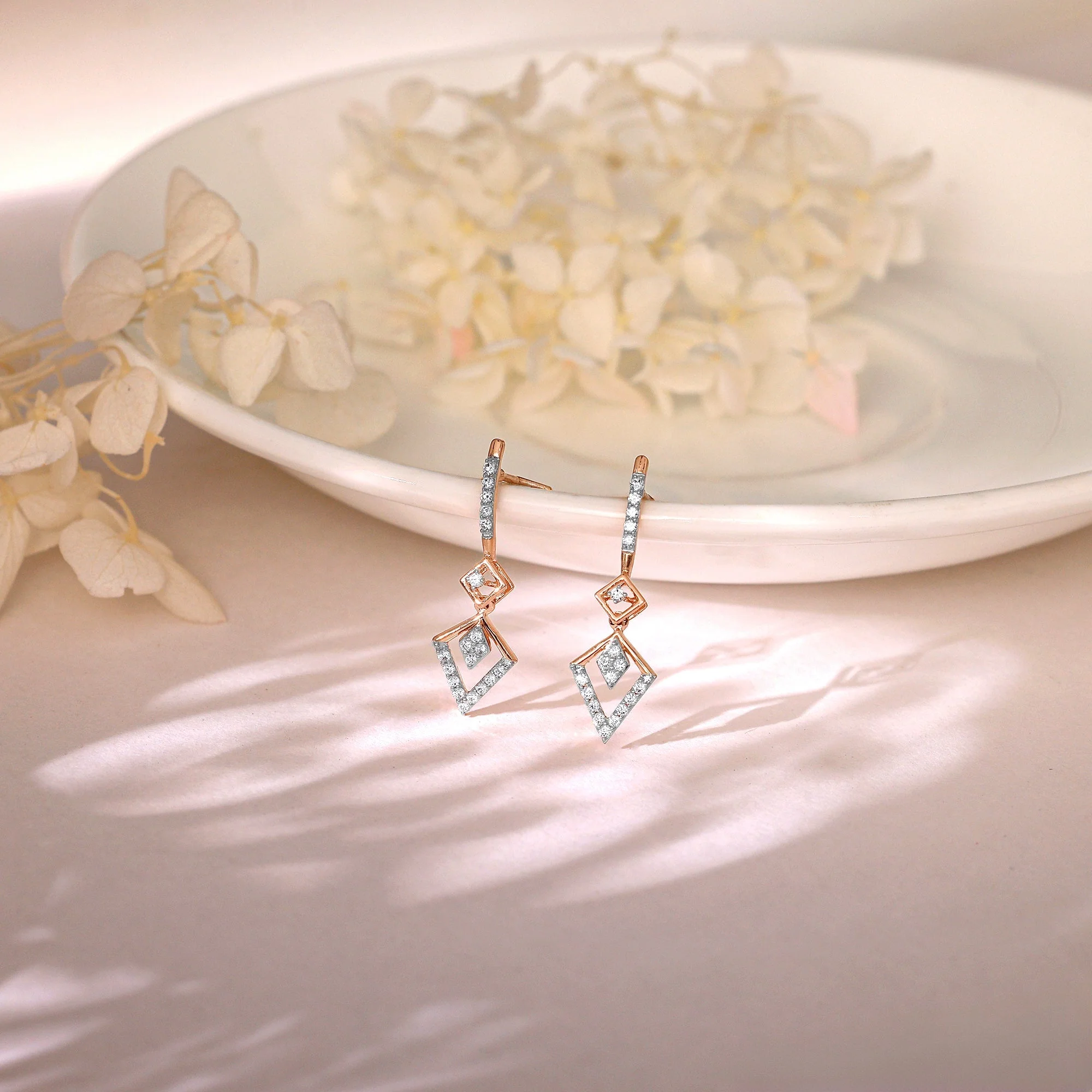 Rose Gold Swanky Diamond Earrings - Image 2