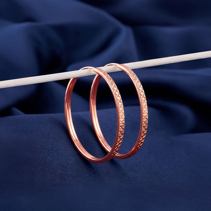 Rose Gold Texture Loop Hoops - Image 2