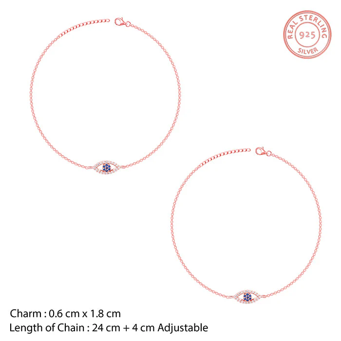 Rose Gold The Evil Eye Anklet - Image 3