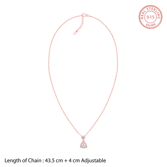 Rose Gold Tirangular Halo Necklace - Image 6