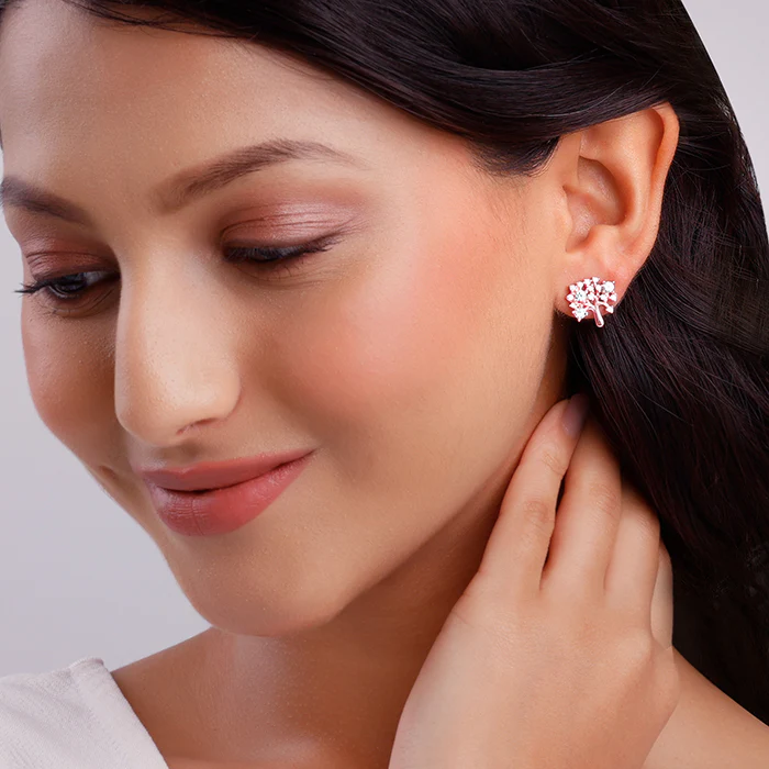 Anushka Sharma Rose Gold Tree of life Earrings - Image 3
