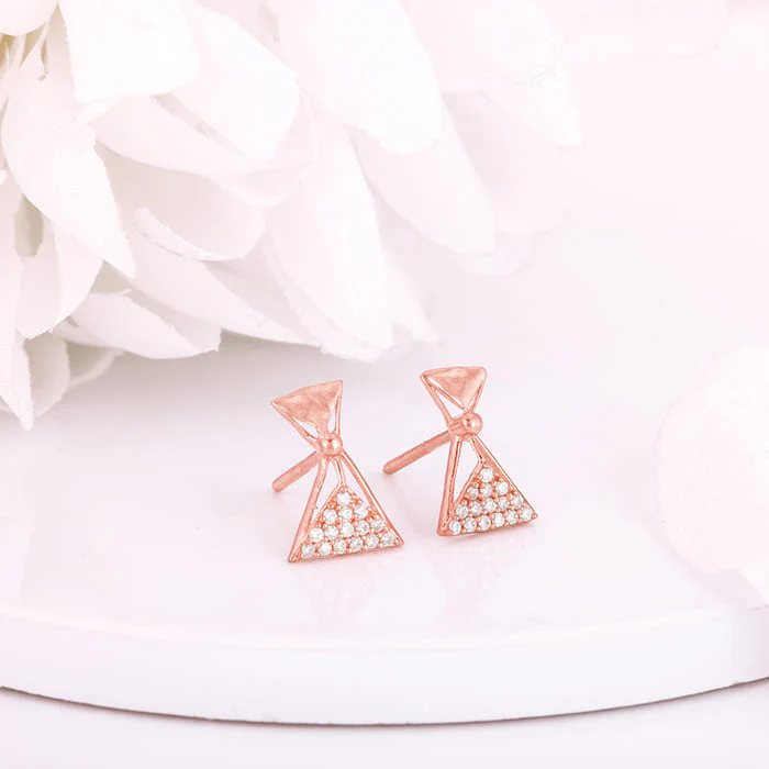 Rose Gold Triangular Elegance Earrings - Image 2