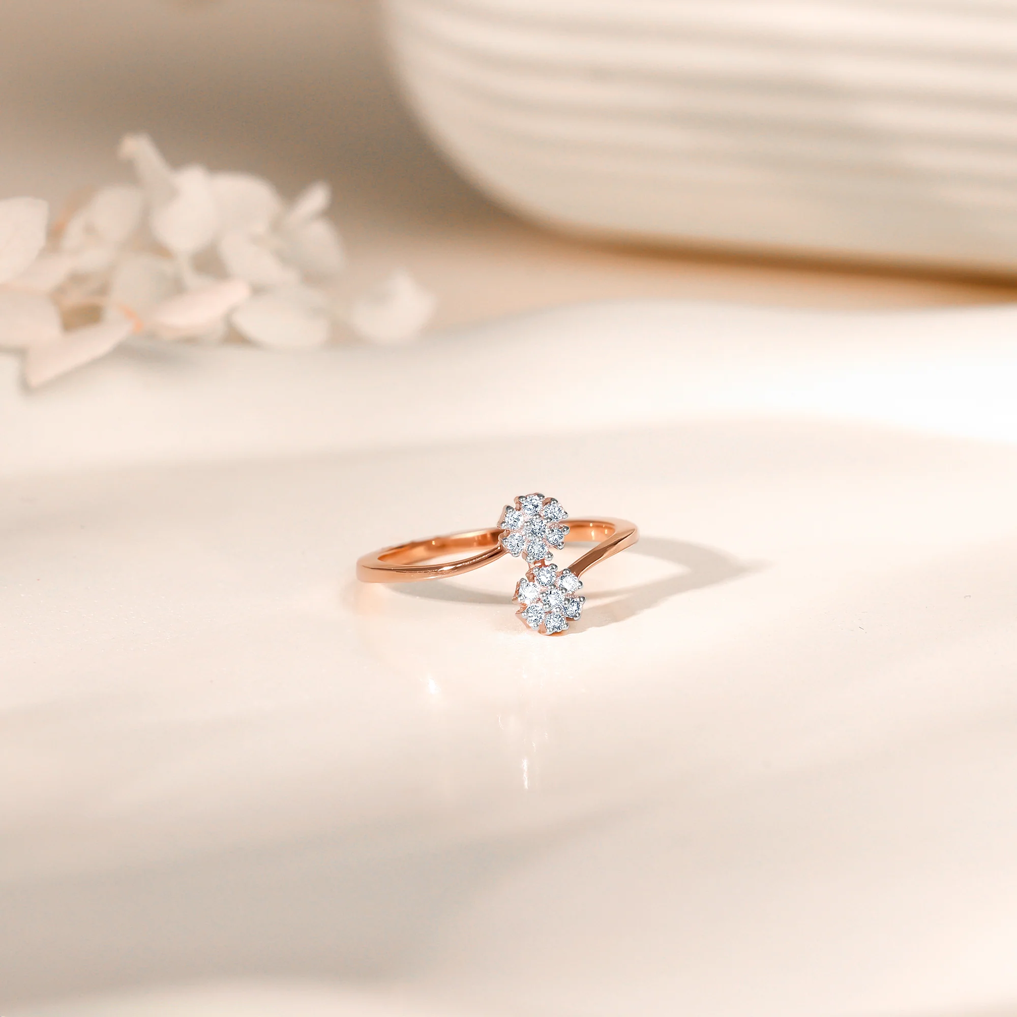 Rose Gold Twain Bouquet Lab Grown Diamond Ring - Image 2