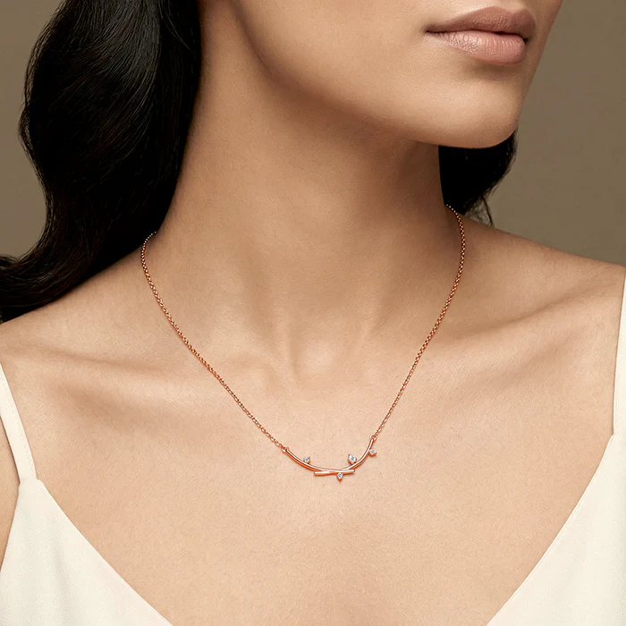 Rose Gold Twig Blossom Necklace - Image 3