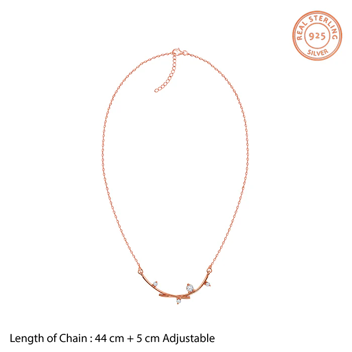 Rose Gold Twig Blossom Necklace - Image 5