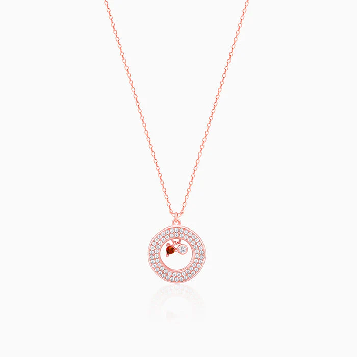 Rose Gold Two Hearts Becoming One Pendant With Link Chain