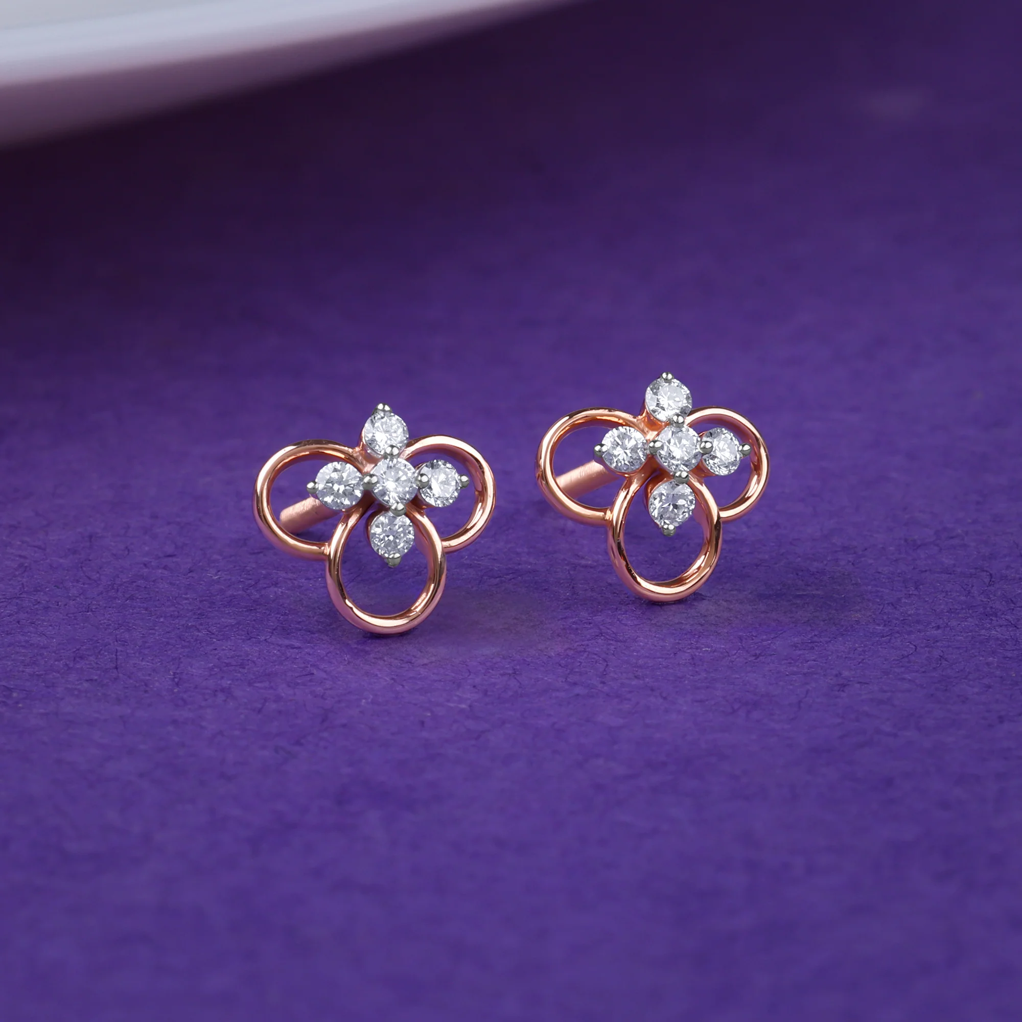 Rose Gold Velora Lab Grown Diamond Stud Earrings - Image 2