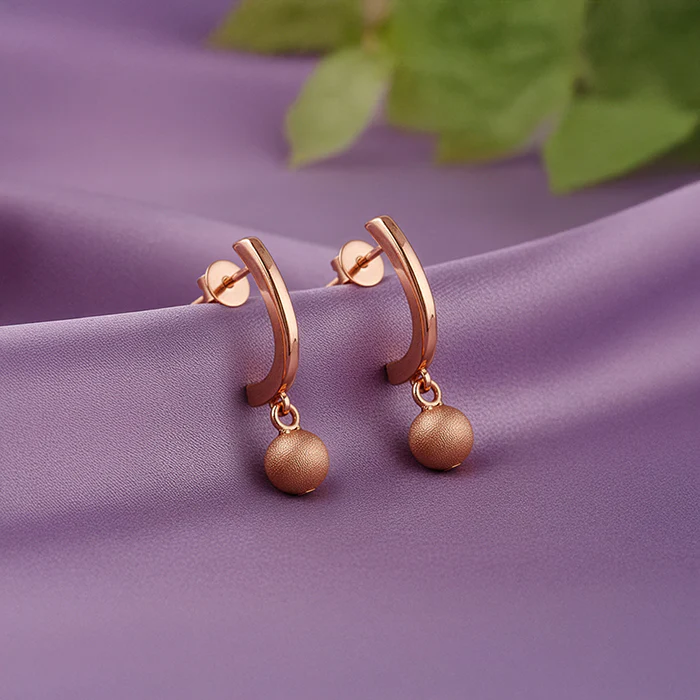 Rose Gold Wake Me J Hoop Earrings - Image 2