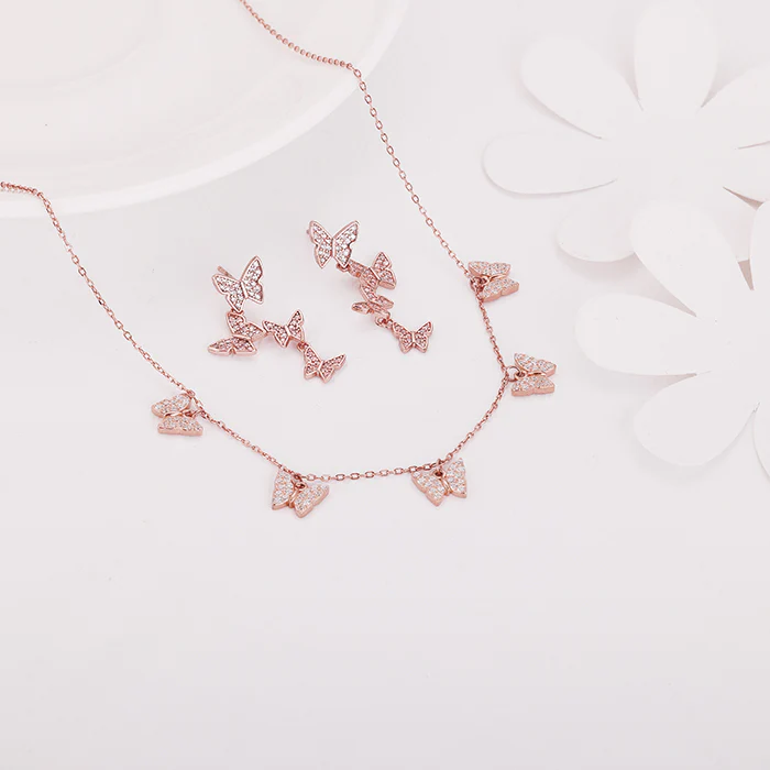 Rose Gold Wavering Wings Butterfly Set - Image 2