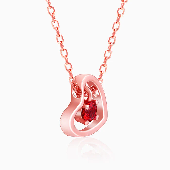 Rose Gold Whole Heart in Red Necklace - Image 4