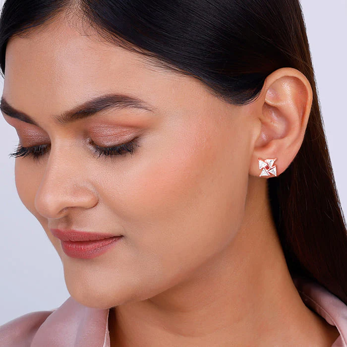 Rose Gold Windmill Stud Earrings - Image 3
